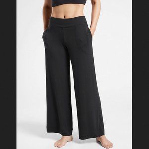 ATHLETA BLACK WELL RESTED RIB SLEEP WIDE LEG SOFT PAJAMA PANT